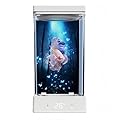 1.5L Mini Betta Fish Tank with Built-in Heater, LED Lights, 10.8x10.8x22.5CM Desktop Aquarium, Easy-Cleaning System
