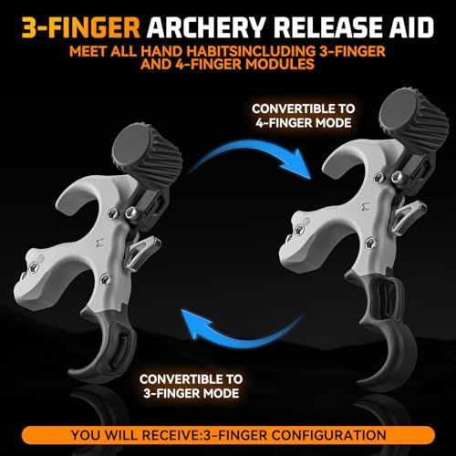Image of Bow Release for Compound Bow, Copper Archery Release Trigger with Adjustable Wrist Straps & Wrench, 3 /4 Finger Heavy-Duty Thumb Release for Left & Right Hand