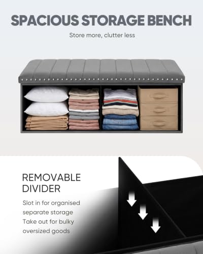 Image of B FSOBEIIALEO 43 inch Tufted Storage Ottoman Bench Storage Chest, Grey