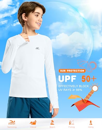 Boys Swim Shirt Long Sleeve Rash Guard UPF 50+ Sun Protection Shirts Quick Dry Lightweight Water Shirts for Kids3