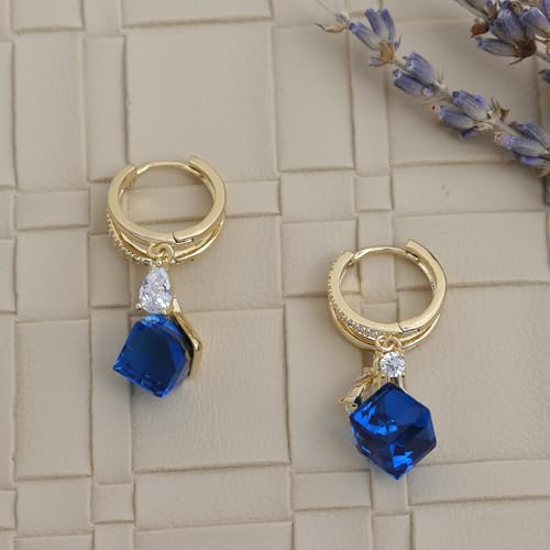 Boucles d'oreilles cube double cercle cadeau de Saint-Valentin romantique - 7