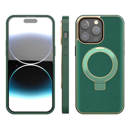Étui en cuir pour iPhone 14 Pro Max avec anneau en métal chic ENILSA