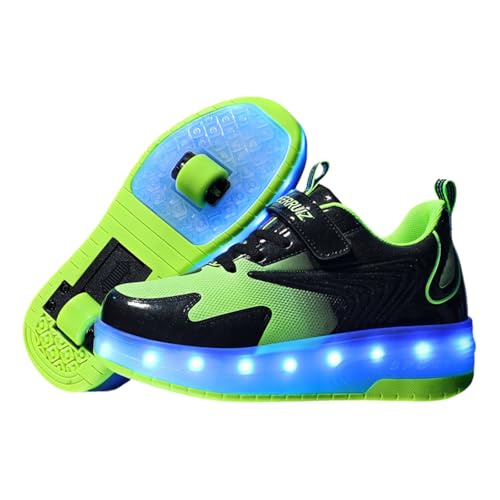 Viaoragiosa Zapatillas con Ruedas para NiñOs,Zapatillas Ruedas,Zapatillas Deportivas con Ruedas,Led Luces,Carga USB,con Dos Ruedas,Rueda Trasera AutomáTica,para CumpleañOs