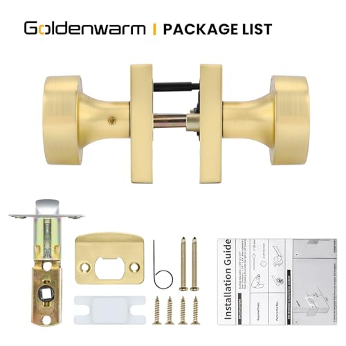 Image of Goldenwarm Brushed Gold Door Knobs Passage, Closet Door Knob Zinc Alloy, Contemporary Gold Interior Door Knobs for Hallway, 8 Pack