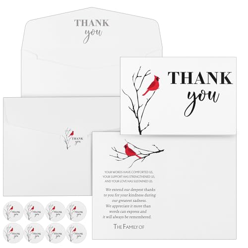 20 Set Thank You Sympathy Cards with Envelopes and Stickers,