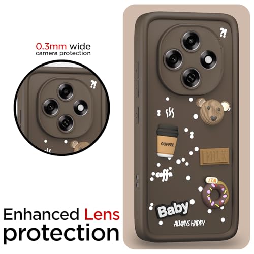 Image of Pikkme Back Cover for Oppo F31 Pro 5G | 3D Bear Silicone Cute & Fun Coffee Cartoon | Full Body Protection Bumper Case (Brown)