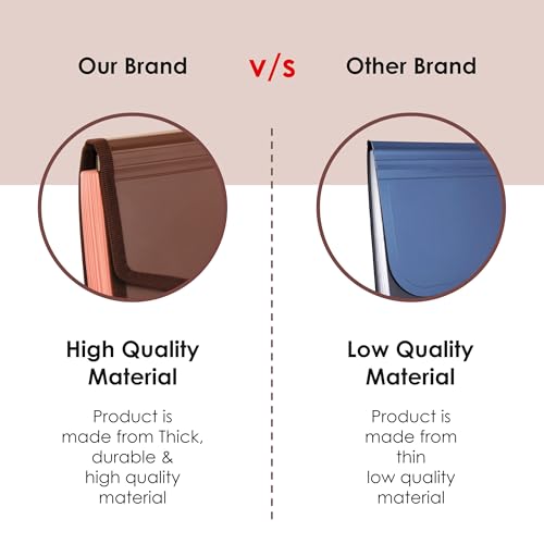 Image of Polen Expanding Cheque Book Holder Case, 13 Pocket Multi Passbook Holder /Bill Folder /Passport /Memo Cards /Cash Storage Pouch Organizer with Elastic Swing .(Radiant Brown)