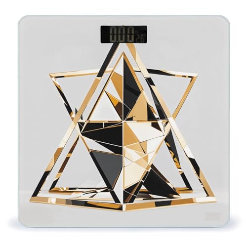 Báscula Digital de Baño Triángulo Moda Negra Blanca Dorada miniatura 1