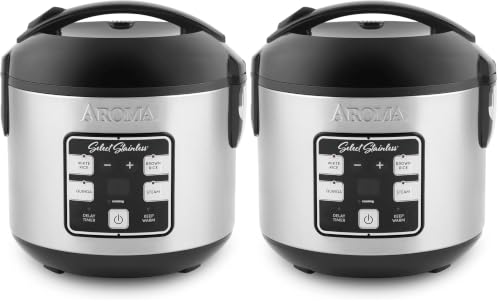 Image of AROMA Select Stainless Rice Cooker, 4-Cup (Uncooked) / 8-Cup (Cooked), 2 Qt, Stainless Steel Inner Pot, Multicooker, Steamer, Stainless Steel, ARC-914SBDS (Pack of 2)