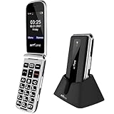 artfone Seniorenhandy ohne Vertrag Klapphandy Rentner Handy Große Tasten für Senioren Dual SIM Rentnerhandy, Großtastenhandy mit Ladestation, USB-C | 2,4 Zoll Farbdisplay, SOS Notruftaste, Schwarz