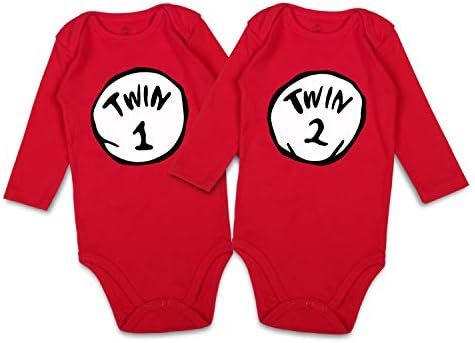 DEFAHN Funny Twins Baby Bodysuits 2 Pack Matching Onsies for Boy Girl