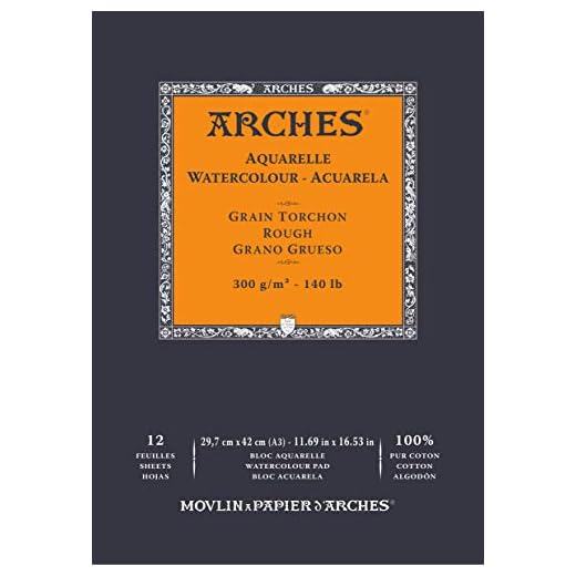 Arches Aquarelle 100% Grueso 300g Bloc Encolado A3 12 hojas Blanco Natural