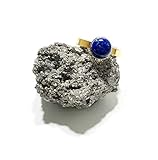 Anillo de Plata 925 & Oro 24K con Lapislázuli (Piedra Natural) 8mm