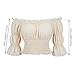 Peasant Tops for Women Renaissance Crop Top Short Off The Shoulder Blouse Cropped Beige M