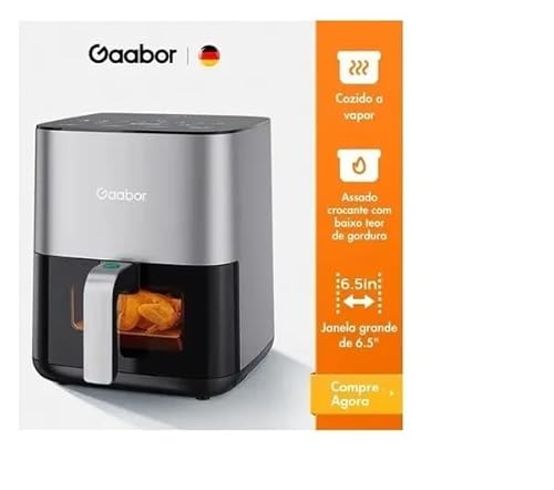 Fritadeira Elétrica Air Fryer Gaabor 5l Visor Transparente Digital (Prateado)
