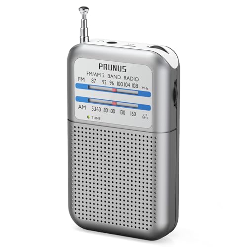 PRUNUS DE-333 Mini Radio Portable,FM/AM Poste Radio a Pile avec Indicateur de Signal, Excellente Réception, PetiteRadio de Poche pour la Marche et Le...
