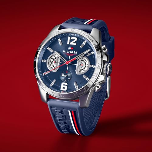 Miniatura 4 de Tommy Hilfiger Reloj Analógico Multifuncional de Cuarzo para Hombres con Correa de Silicona, Acero Inoxidable o Cuero, Subesferas para Día y Fecha, Resistente al Agua hasta 5ATM.