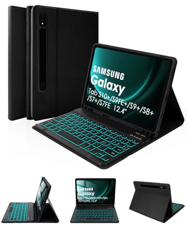 Custodia con Tastiera Retroilluminata per Galaxy Tab S10 FE Plus Layout Italiano con Portapenne Samsung Tab 12.4 pollici bluetooth