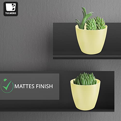 TULMERO Matte Flower Pot, Plastic Planter, Decorative Pot for Large and Small Plants Set of 2, Yellow, Diameter 18 cm - Image 2