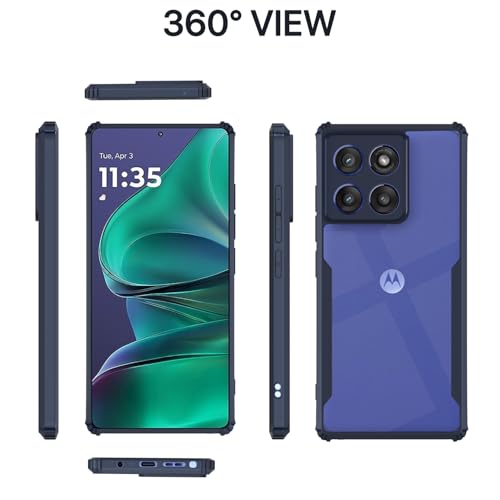 Image of Pikkme Back Cover for Moto Edge 60 Stylus 5G | Ultra Hyrbid | Full Camera Protection | Raised Edge | Crystal Clear Transparent Bumper Case (Blue)