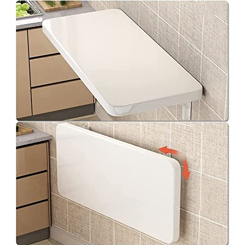 Wall Mounted Folding Desk Drop Leaf Table Fold Down Desk, Wood Laundry Folding Table Floating Desk, Foldable Computer Desk Wall Mount, Wall Desks Workbench For Small Spaces 40Cm-120Cm ( Color : White #TOP2