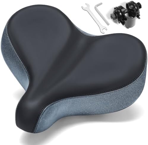 CDYWD Übergroßer Fahrradsattel Herren & Damen, Bequem, Weich Memory Foam, Ergonomisch, Extra Breit Bequemer Fahrradsitz, Universal Ersatz Fahrradsättel für Mountainbike, Cityrad, E