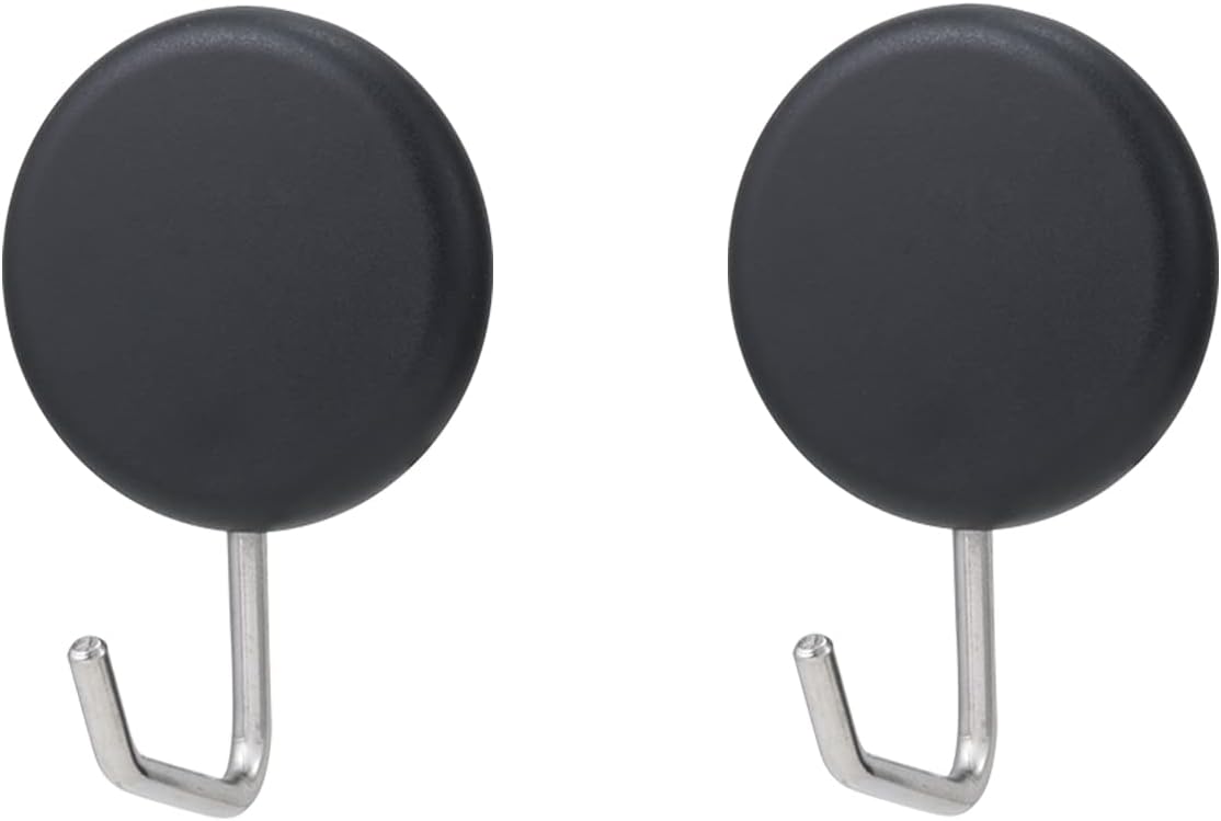 LEC Strong Neodymium Magnetic Tool Hook, Round, Pack of 2, Load Capacity 4.4 lbs (2 kg) (Maximum Holding Load), Black