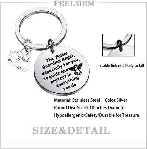 FEELMEM Police Prayer Keychain - Officer Gift, Guardian Angel Protect Military Keychain, Husband Gift From Wife Mom2