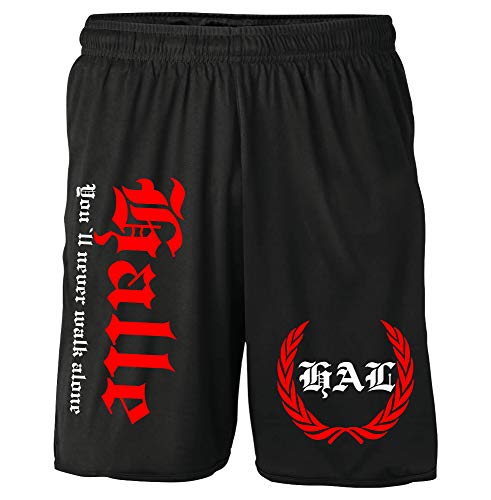 Halle Kranz Shorts | Fussball Sport Sommer Ultras Kurze Hose Sporthose (XL, Schwarz Kranz M2)