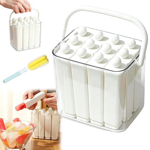 Image of Silicone Ice Stick Tray with Storage Caddy, Ice Cream Mold Tray Set with Storage, 6 Cavity Silicone Ice Stick Set, Easy Release Long Ice Cube Stick Maker for Homemade Frozen Treats (12-white)
