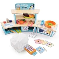 Bluey Tabletop Restaurant Playset – Wooden Pretend Play Kitchen for Kids with Oven, Sink, Fridge & Cooking Accessories – FSC Certified Wooden Toy for Imaginative Role Play – Ages 3+