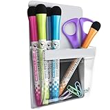 Magnetic Pen Holder for Refrigerator with Strong Magnetic Back - Dry Erase Marker Holder Ideal for Whiteboard, Fridge - Pencil Cup (Medium, White)