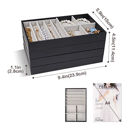 Procase Set Of 4 Stackable Jewelry Organizer Bundle With Travel Size Velvet Jewelry Box #TOP3