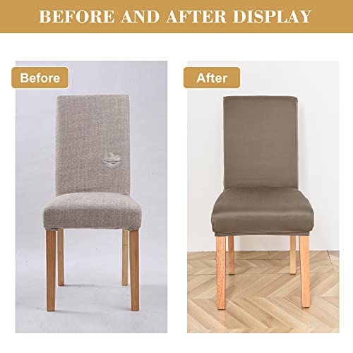 Jin Le Dining Chair Covers Set Of 2 Khaki, Stretch Parson Chair Slipcover Chair Covers For Dining Room Protector Cover Removable Washable Kitchen Chair Covers For Hotel, Wedding, Banquet, Restaurant #TOP3