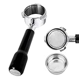 VOURMIO 54mm Bottomless Portafilter - 3 Ears with Stainless Steel Filter Basket, Fits Breville Barista Express, Pro, Touch, Bambino Plus, Infuser (880BSS, 870XL, 878BSS, 500BSS, 840XL), Black