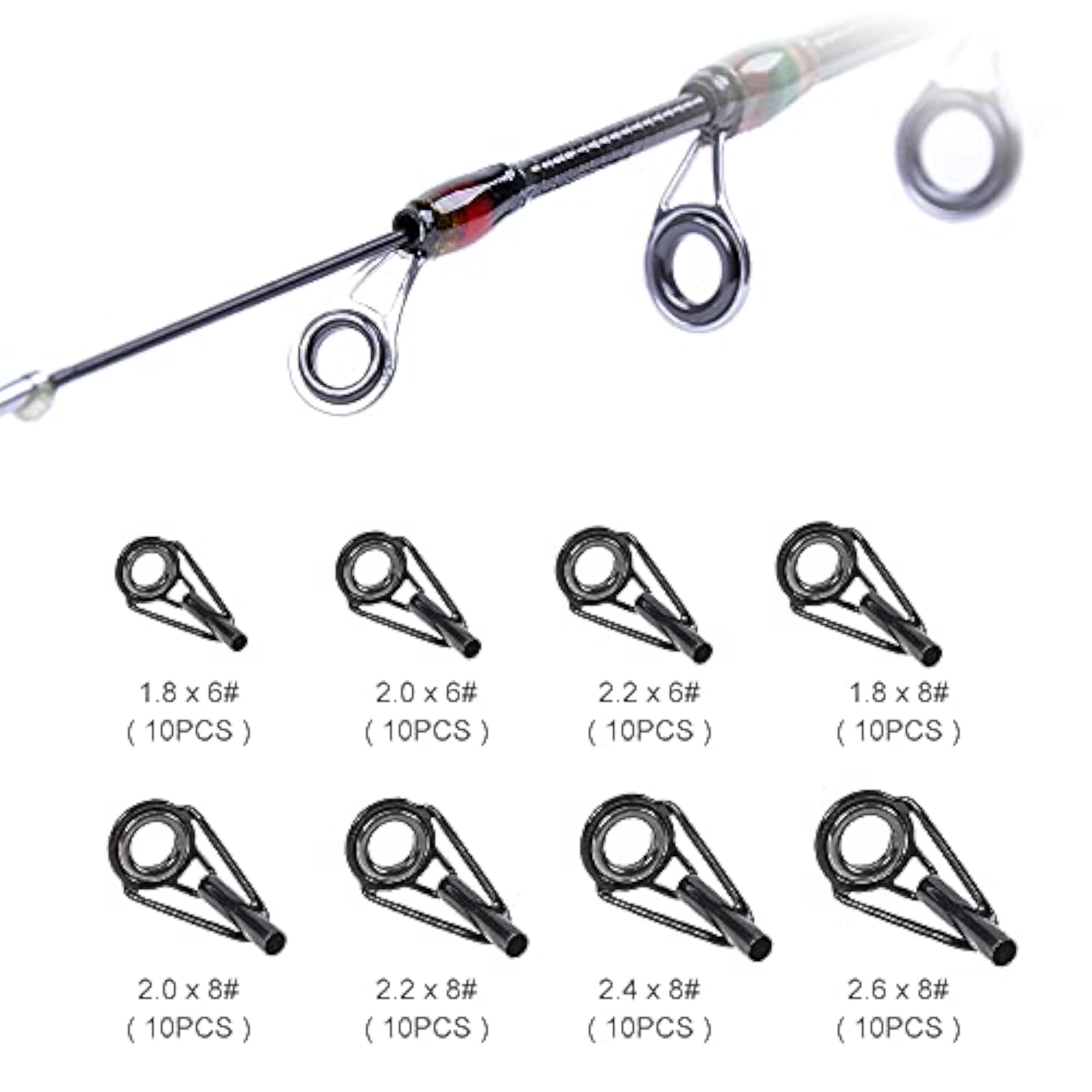 80Pcs/Box Telescopic Fishing Rod Tip Repair Kit