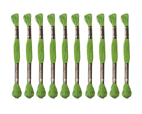 Image of 12 Skeins Embroidery Cotton Floss is 100% Egyptian Long Fiber Cotton of 8.75yds Each Cottons Cross Stitch Thread for Hand Embroidery DIY Creation and Friendship Bracelet String. (12, Green)