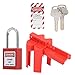 Red Lockout Tagout Kit with 1 Safety Padlock 1 Ball Valve Lock 1 Warning Lockout Label 2 Keys for Industrial Electrical Station