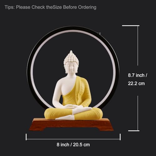 Estatua Buddha LED 8.7 pulg decoración interior cerámica miniatura 7