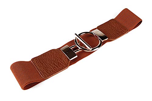 Women Retro Elastic Stretchy Metal Buckle Waist Cinch Belt 2Inch Wide2