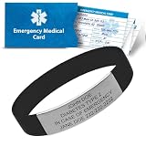 Medical ID Bracelet Custom Engraved – Emergency Medical Alert Bracelet for Men & Women – Personalized Medical ID Bracelet Waterproof Silicone & Stainless Steel – Road ID, Allergy, Diabetes, ICE ID Bracelet
