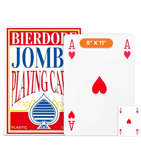 BIERDORF Jumbo Playing Cards 8X11 Inch Giant Deck of Cards Big Card Games Oversized Casino Theme Party Decorations Large Professional Poker Cards for Seniors