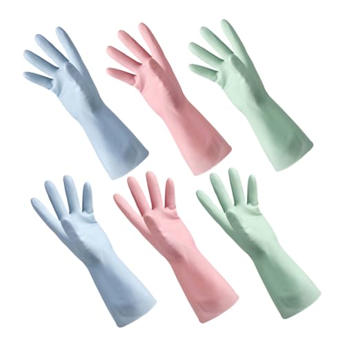 ELAYARD 3 Guantes Protectores Impermeables para Lavavajillas y Limpieza Hogar Antideslizantes y Duraderos Diseño Ergonómico Talla Colores Surtidos