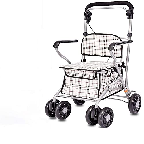 IW.HLMF Carro de Compras Plegable de Acero, Andador de Movilidad portátil con 4 Ruedas y un Freno, Ayuda de Movilidad para Adultos Mayores discapacitados Cover
