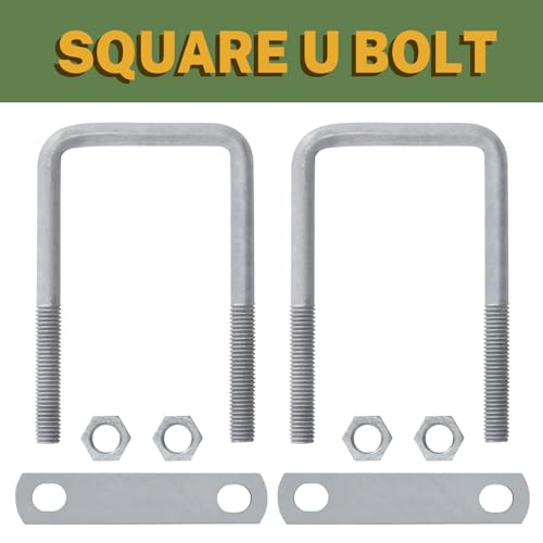 LIONMAX U Bolts 2 Pack, 1/2\" D x 3-1/16\" W x 5-5/16\"L Galvanized Square U Bolt with Plates and Nuts, Replacement Parts and Accessories for Automobiles Trailer, Ski Boat, Sailboat Trailer, 2 Pack - Thumbnail 4