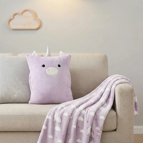 Image of 3-in-1 Kids Travel Pillow and Blanket Set | Snuggle Pillow with Hand Warmer, 40x60 inches Unicorn Blanket for Girls Compact, Perfect for Travel, Camping, Home and Office