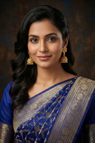 Image of DEW MAT Traditional Gold Plated Jhumka & Floral Dangler Earrings for Women & Girls | Lightweight Ethnic Temple Style Indian Drop Earrings | Festive & Wedding Fashion Jewellery | Gold Tone