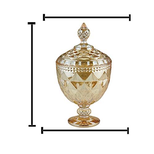 Potiche de Cristal com Pé Diamond Âmbar Metalizado 15cm x 28cm - Lyor