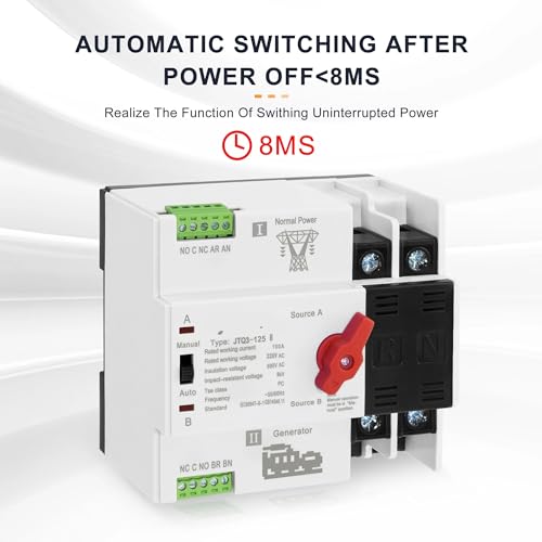 Mini ATS Interruptor de Transferencia Automática 220V Evita Cortes de Luz Solar 3