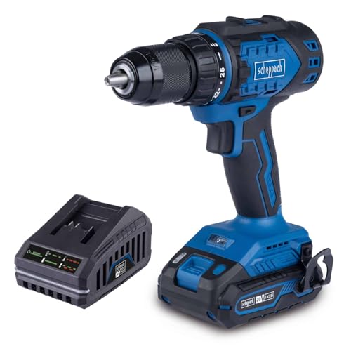 Scheppach Akku Bohrschrauber BC-DD60-X | Drehmoment 60Nm | Schnellspannbohrfutter 1,5-13mm | Drehmomentstufen 25+1 | LED & Gürtelclip | 20V-IXES-Serie | 10 Jahre Garantie | mit 2Ah Akku & Ladegerät
